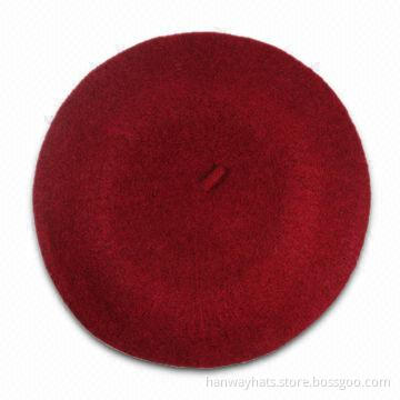Ladies' Fashion Wool Knitted Beret in Red Color, with Azo-free Feature, Available in Various Sizes